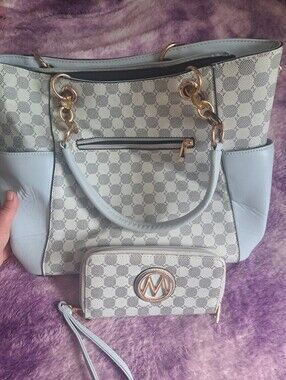 Tote and Wallet Set with Gold Accents - Women Mia K Collection
